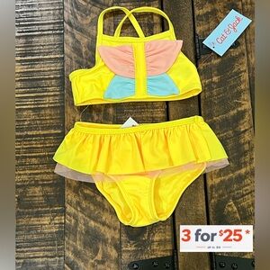 Cat & Jack Yellow Bikini with Pink and Blue Accents